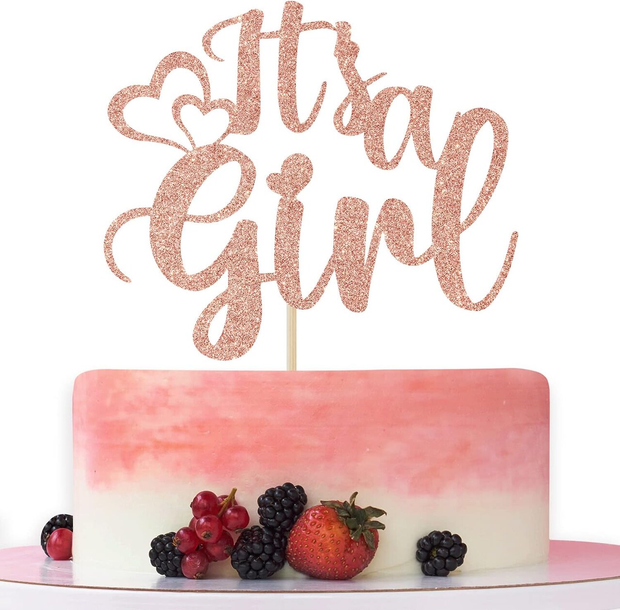 It’s a Girl Cake Topper,Sweet Baby Girl Decorations,Baby Shower/Gender Reveal Party Decorations,Baby Girls 1st Birthday Party Decoration Supplies Rose Gold Glitter